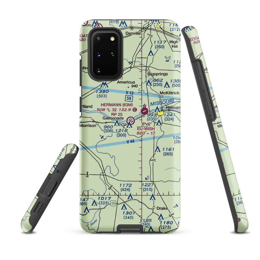 Eu-Wish Airport (MU68) VFR Sectional Samsung Phone Case Samsung Galaxy S20 Plus model shown
