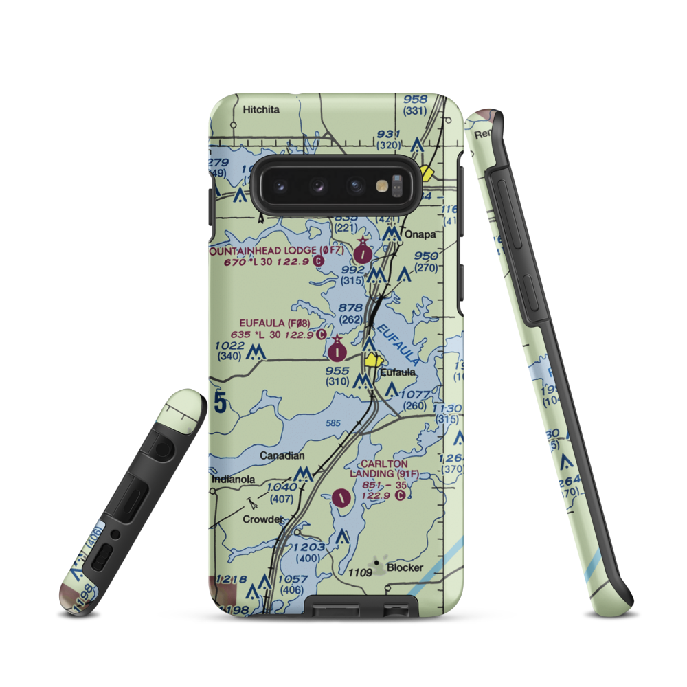 Eufaula Municipal Airport (F08) VFR Sectional Samsung Phone Case Samsung Galaxy S10 model shown