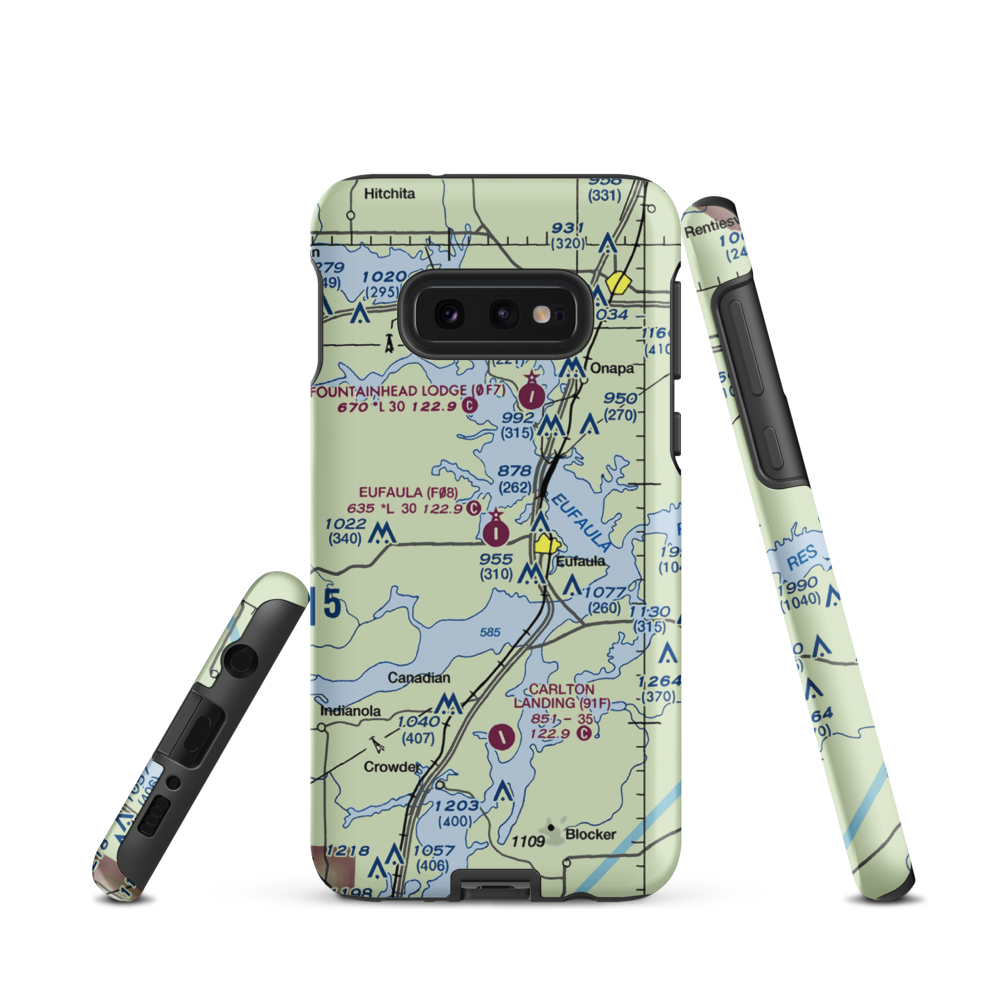 Eufaula Municipal Airport (F08) VFR Sectional Samsung Phone Case Samsung Galaxy S10e model shown