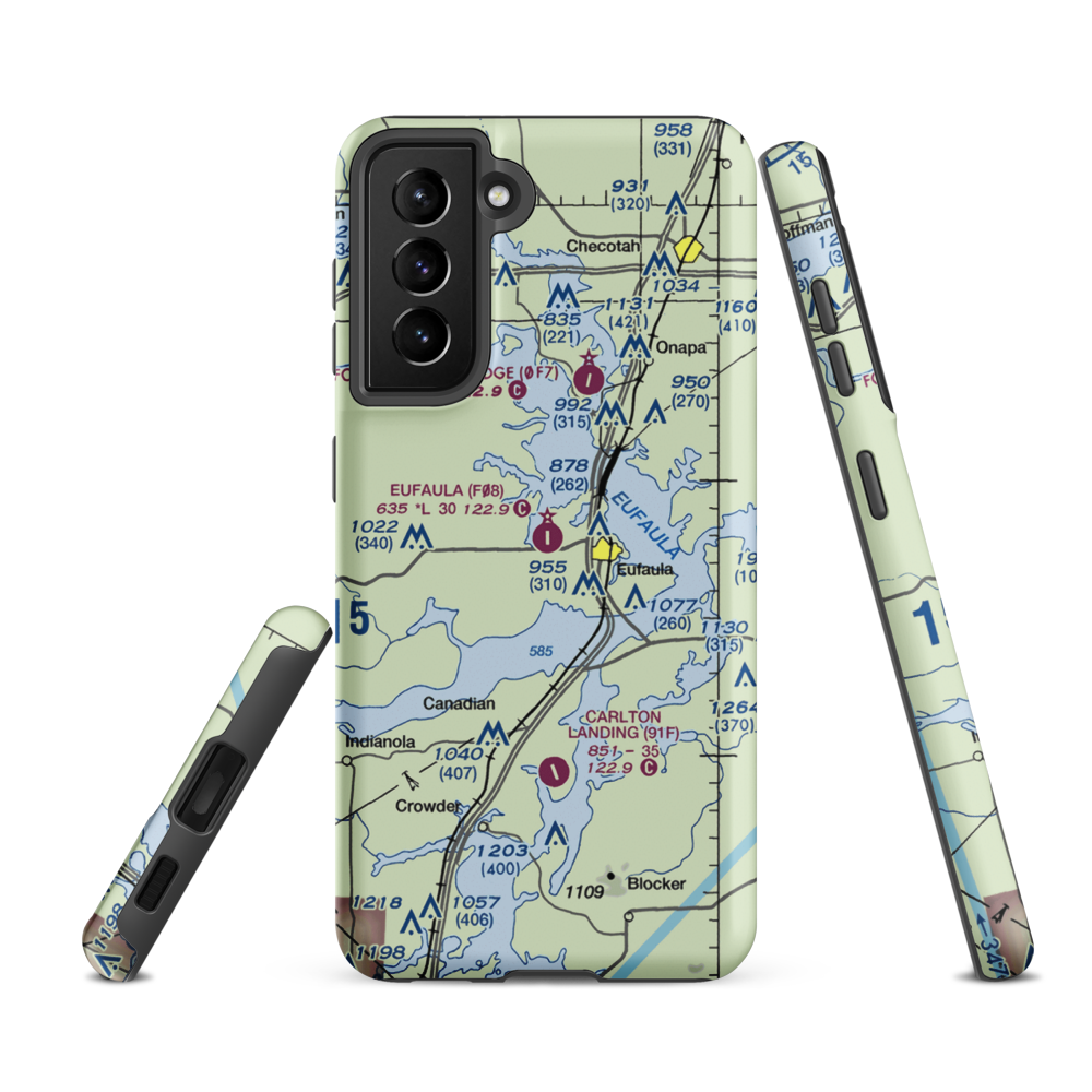 Eufaula Municipal Airport (F08) VFR Sectional Samsung Phone Case Samsung Galaxy S21 FE model shown