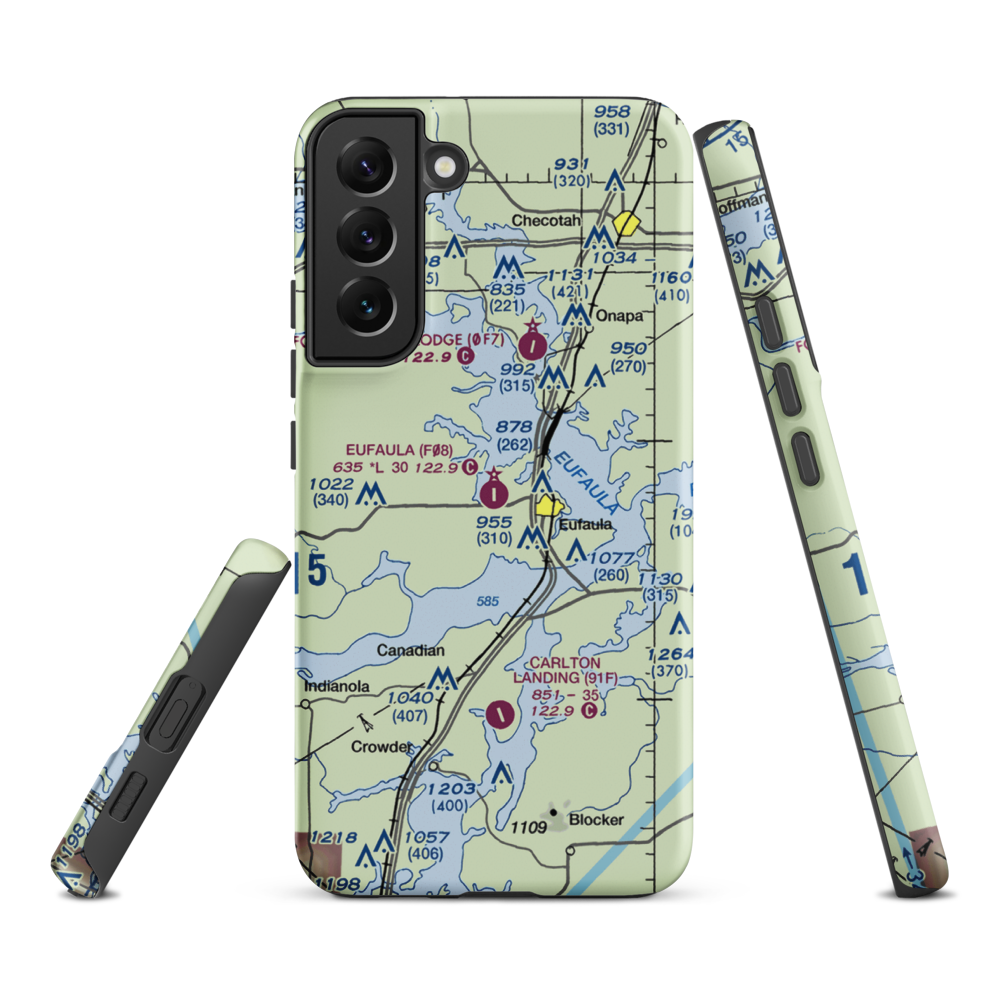 Eufaula Municipal Airport (F08) VFR Sectional Samsung Phone Case Samsung Galaxy S22 Plus model shown