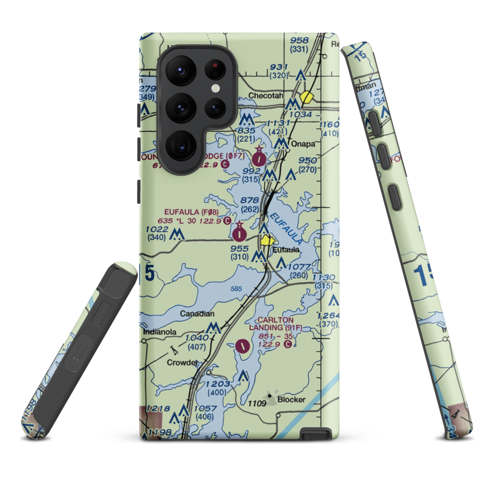 Eufaula Municipal Airport (F08) VFR Sectional Samsung Phone Case Samsung Galaxy S22 Ultra model shown