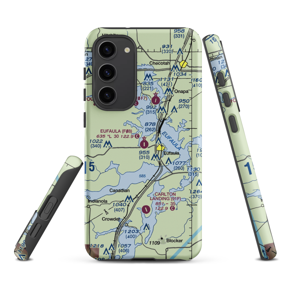 Eufaula Municipal Airport (F08) VFR Sectional Samsung Phone Case Samsung Galaxy S23 Plus model shown