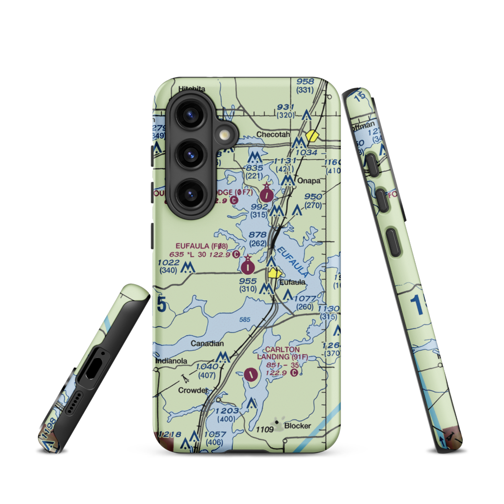 Eufaula Municipal Airport (F08) VFR Sectional Samsung Phone Case Samsung Galaxy S24 model shown