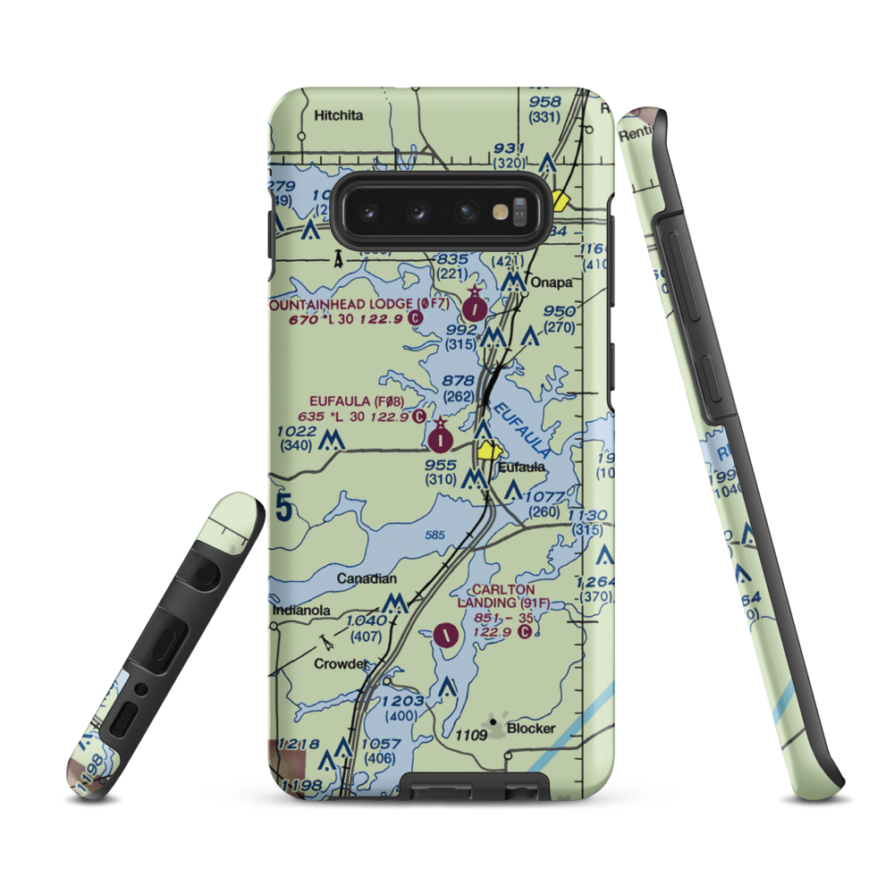 Eufaula Municipal Airport (F08) VFR Sectional Samsung Phone Case Samsung Galaxy S10 Plus model shown