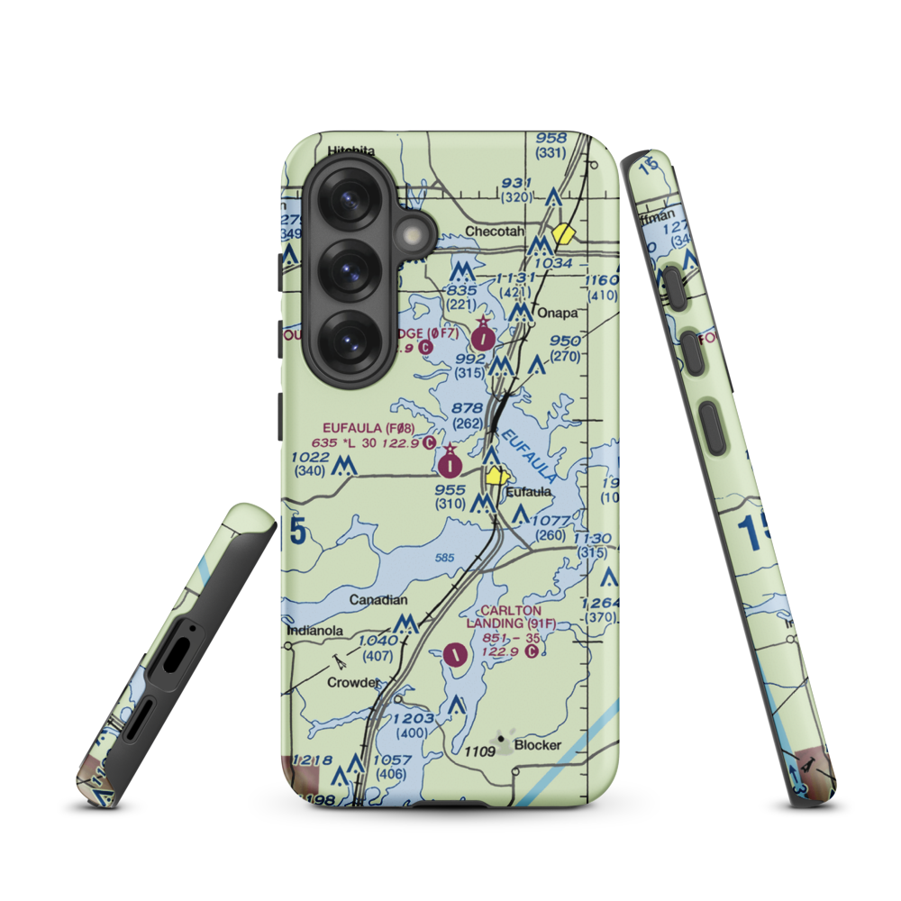 Eufaula Municipal Airport (F08) VFR Sectional Samsung Phone Case Samsung Galaxy S25 model shown