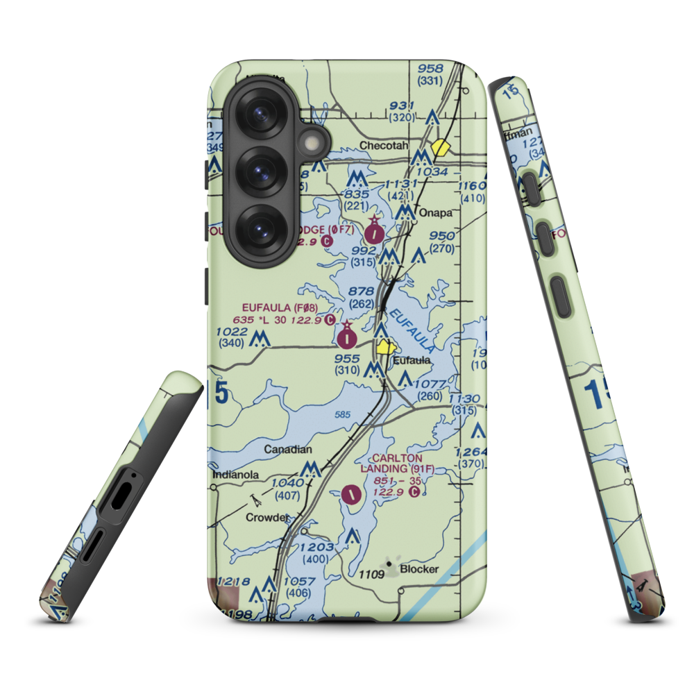 Eufaula Municipal Airport (F08) VFR Sectional Samsung Phone Case Samsung Galaxy S25 Plus model shown
