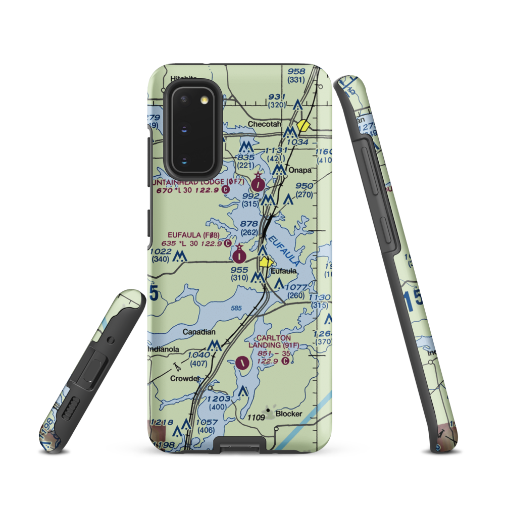 Eufaula Municipal Airport (F08) VFR Sectional Samsung Phone Case Samsung Galaxy S20 model shown