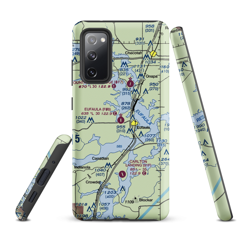 Eufaula Municipal Airport (F08) VFR Sectional Samsung Phone Case Samsung Galaxy S20 FE model shown