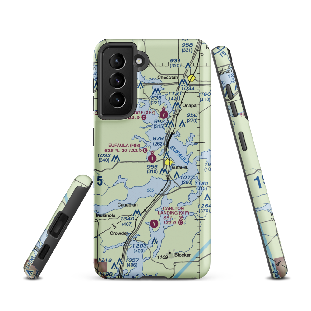 Eufaula Municipal Airport (F08) VFR Sectional Samsung Phone Case Samsung Galaxy S21 model shown