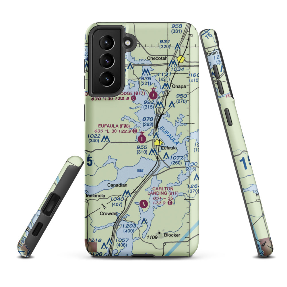 Eufaula Municipal Airport (F08) VFR Sectional Samsung Phone Case Samsung Galaxy S21 Plus model shown