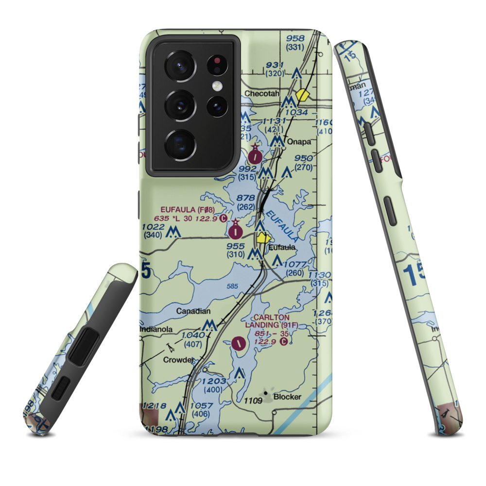 Eufaula Municipal Airport (F08) VFR Sectional Samsung Phone Case Samsung Galaxy S21 Ultra model shown