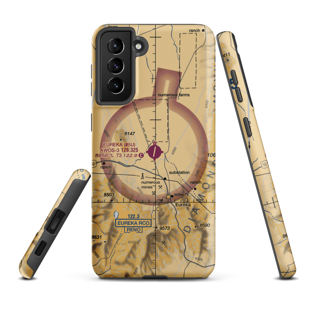 Eureka Airport (05U) VFR Sectional Samsung Phone Case Samsung Galaxy S21 Plus model shown