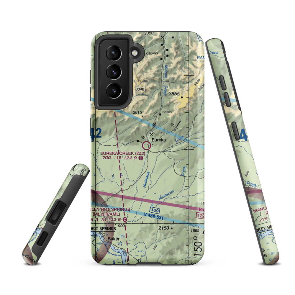Eureka Creek Airport (2Z2) VFR Sectional Samsung Phone Case Samsung Galaxy S21 FE model shown