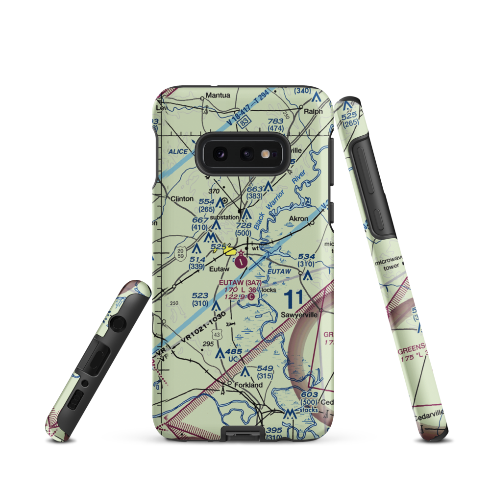 Eutaw Municipal Airport (3A7) VFR Sectional Samsung Phone Case Samsung Galaxy S10e model shown