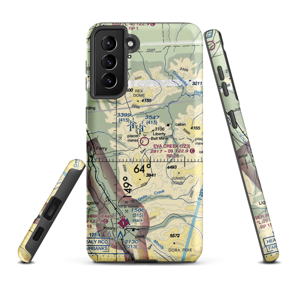 Eva Creek Airport (2Z3) VFR Sectional Samsung Phone Case Samsung Galaxy S21 Plus model shown