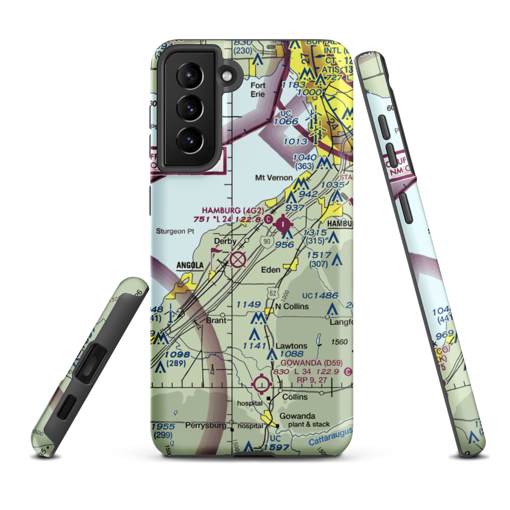 Evans Airways Airport (4NK3) VFR Sectional Samsung Phone Case Samsung Galaxy S21 FE model shown