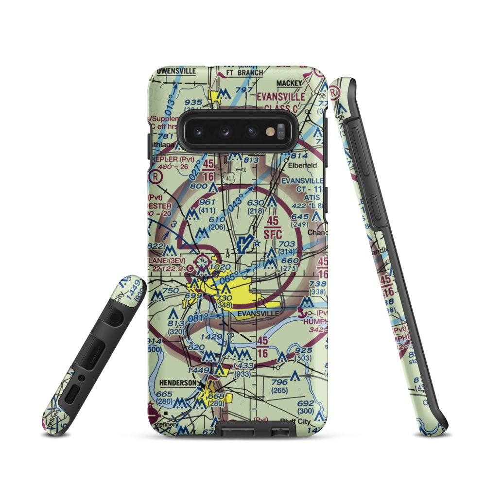 Evansville Regional Airport (EVV) VFR Sectional Samsung Phone Case Samsung Galaxy S10 model shown