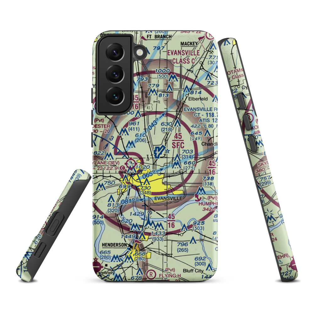 Evansville Regional Airport (EVV) VFR Sectional Samsung Phone Case Samsung Galaxy S22 Plus model shown