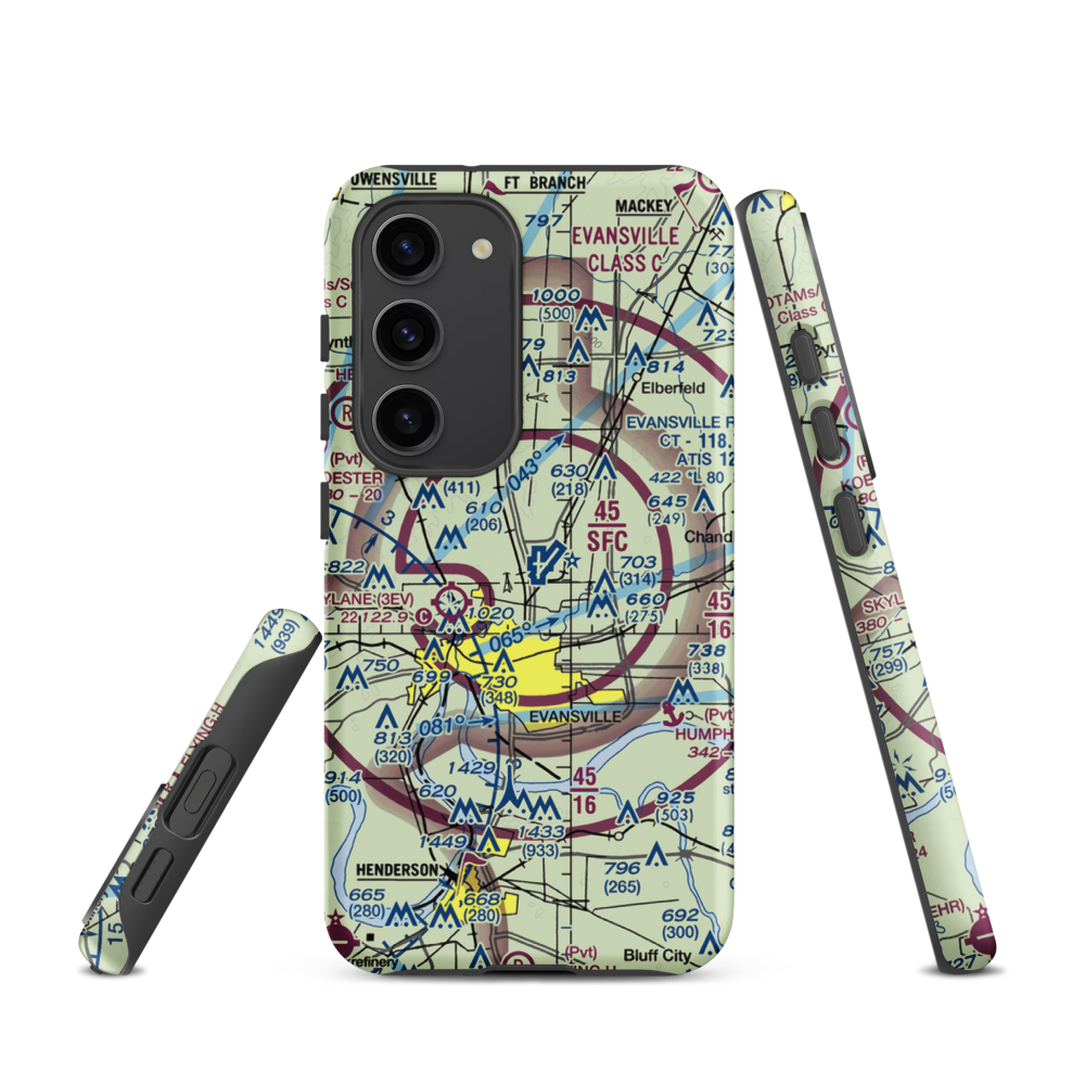 Evansville Regional Airport (EVV) VFR Sectional Samsung Phone Case Samsung Galaxy S23 model shown