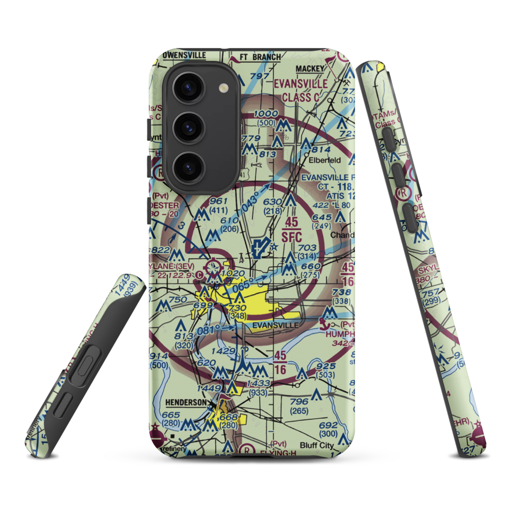 Evansville Regional Airport (EVV) VFR Sectional Samsung Phone Case Samsung Galaxy S23 Plus model shown