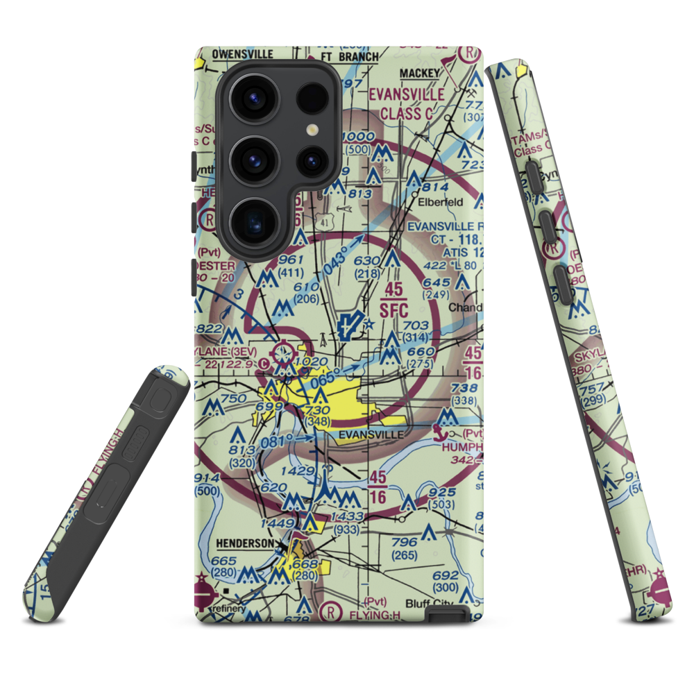 Evansville Regional Airport (EVV) VFR Sectional Samsung Phone Case Samsung Galaxy S23 Ultra model shown