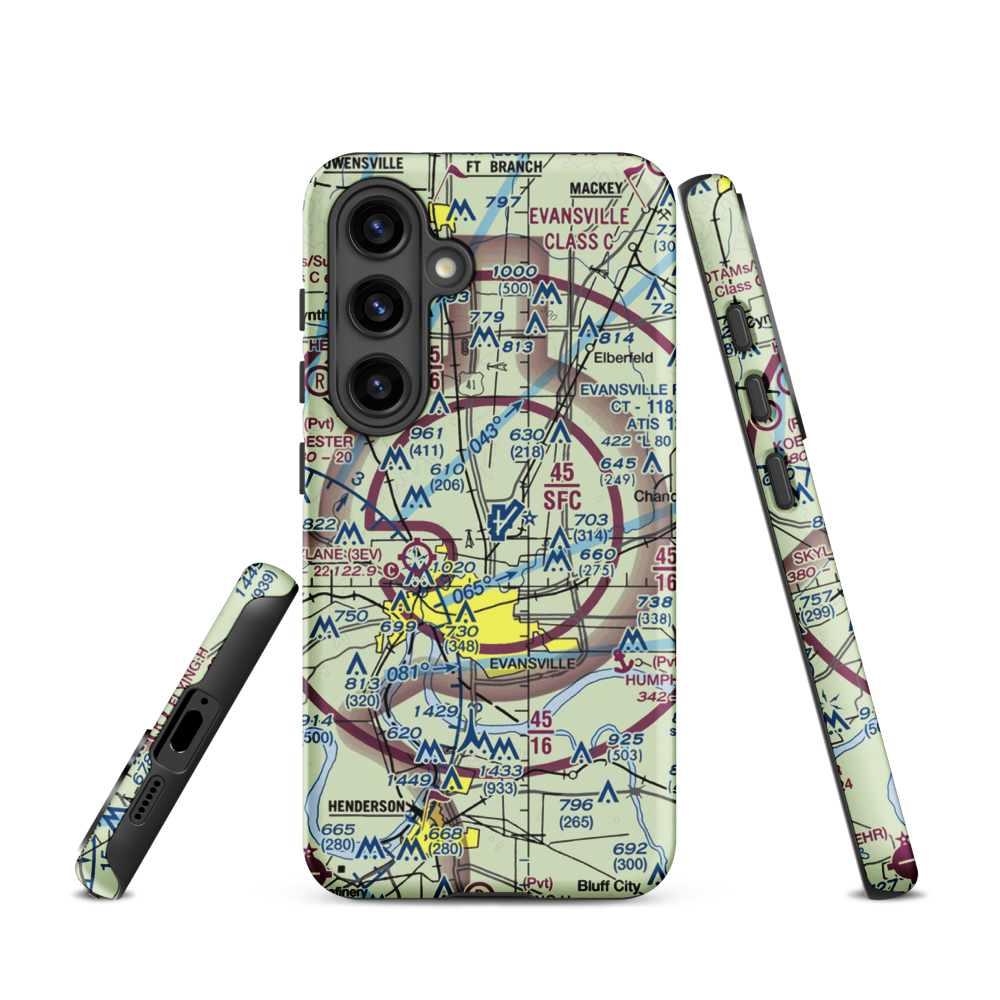 Evansville Regional Airport (EVV) VFR Sectional Samsung Phone Case Samsung Galaxy S24 model shown