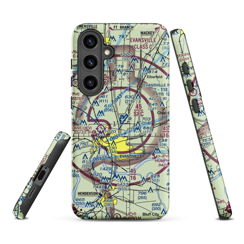 Evansville Regional Airport (EVV) VFR Sectional Samsung Phone Case Samsung Galaxy S24 Plus model shown