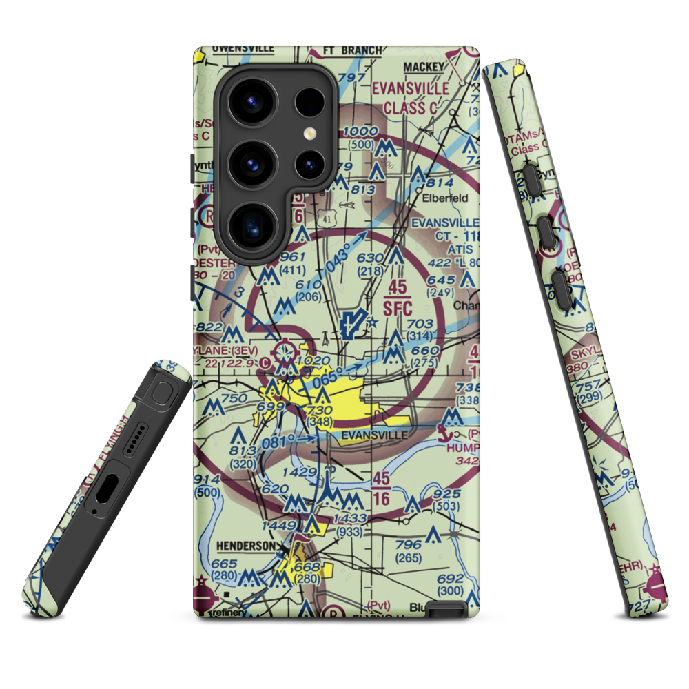 Evansville Regional Airport (EVV) VFR Sectional Samsung Phone Case Samsung Galaxy S24 Ultra model shown