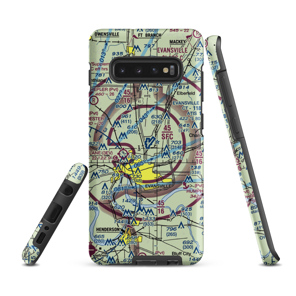 Evansville Regional Airport (EVV) VFR Sectional Samsung Phone Case Samsung Galaxy S10 Plus model shown