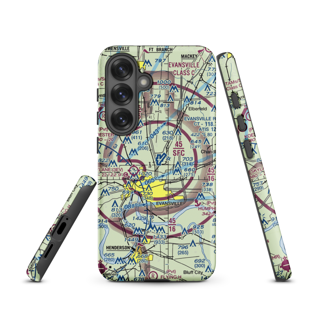 Evansville Regional Airport (EVV) VFR Sectional Samsung Phone Case Samsung Galaxy S25 model shown