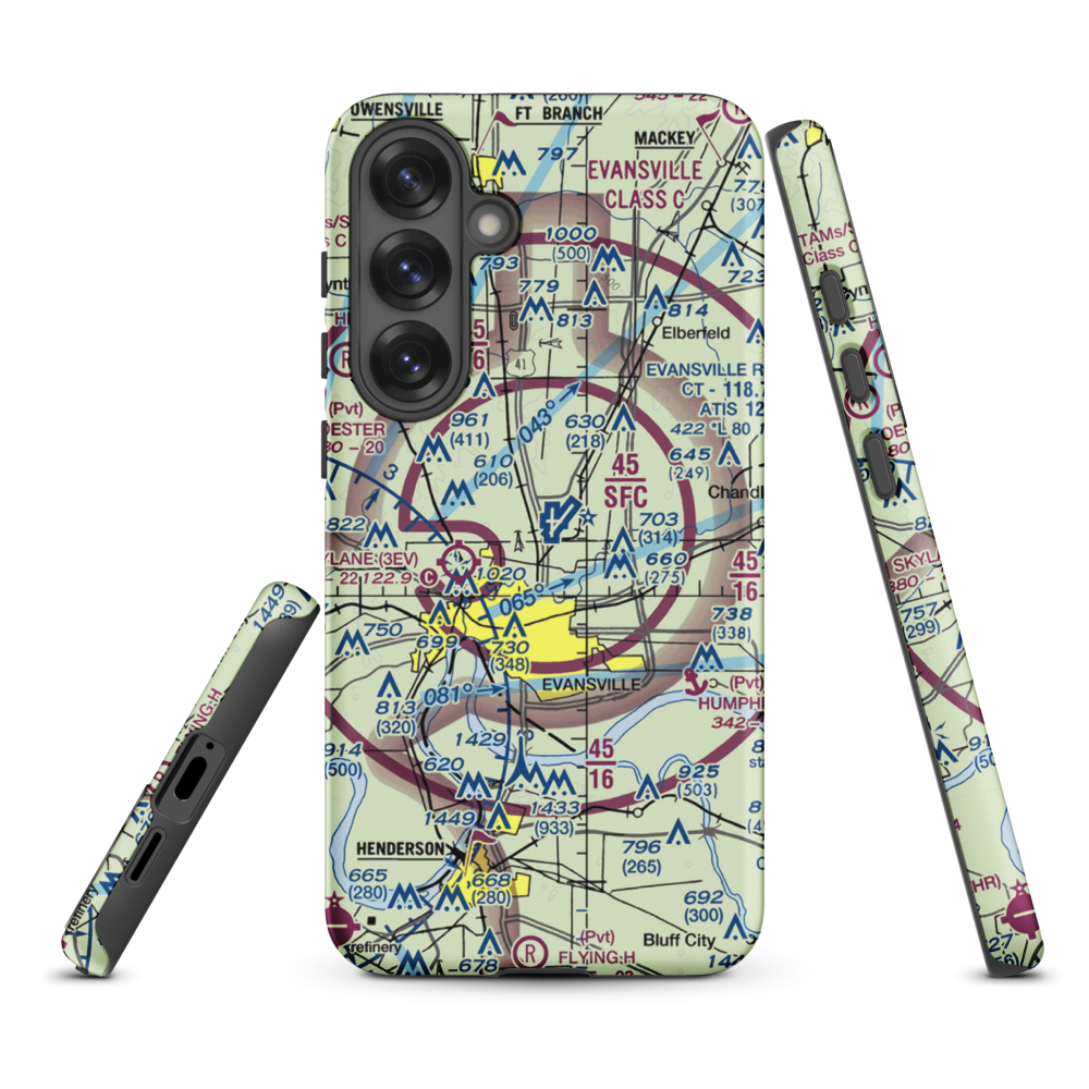 Evansville Regional Airport (EVV) VFR Sectional Samsung Phone Case Samsung Galaxy S25 Plus model shown