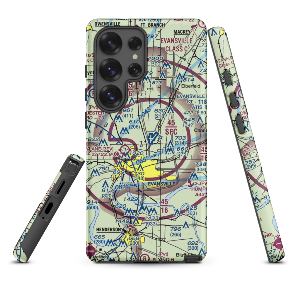 Evansville Regional Airport (EVV) VFR Sectional Samsung Phone Case Samsung Galaxy S25 Ultra model shown