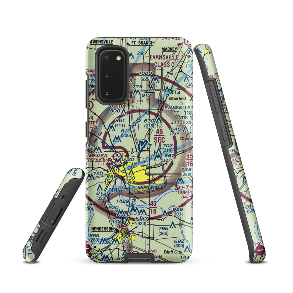Evansville Regional Airport (EVV) VFR Sectional Samsung Phone Case Samsung Galaxy S20 model shown