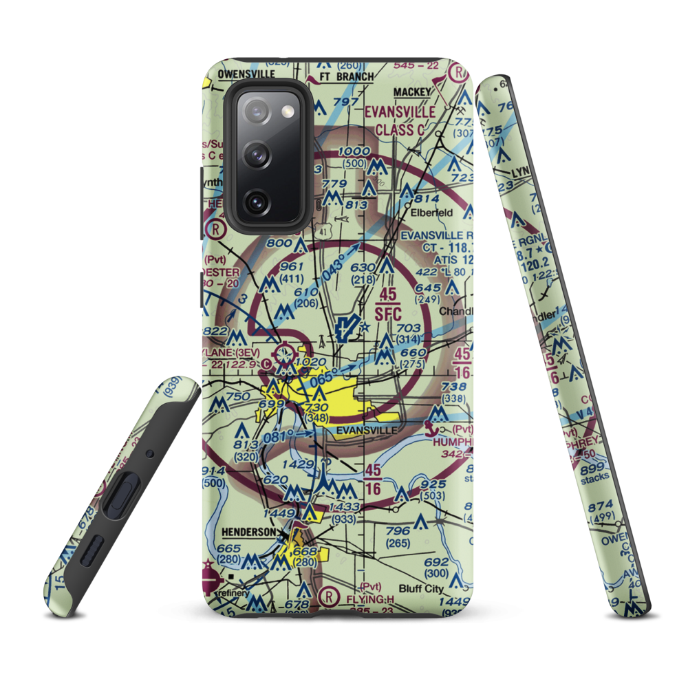 Evansville Regional Airport (EVV) VFR Sectional Samsung Phone Case Samsung Galaxy S20 FE model shown