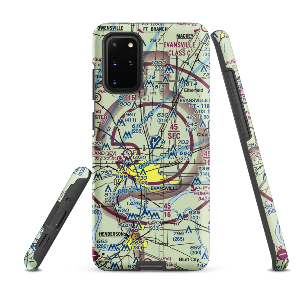 Evansville Regional Airport (EVV) VFR Sectional Samsung Phone Case Samsung Galaxy S20 Plus model shown