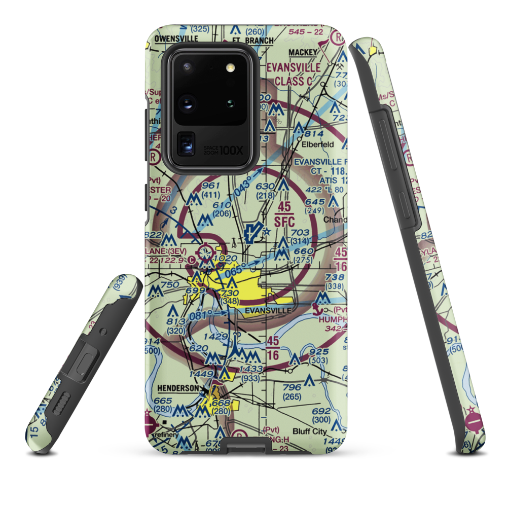Evansville Regional Airport (EVV) VFR Sectional Samsung Phone Case Samsung Galaxy S20 Ultra model shown