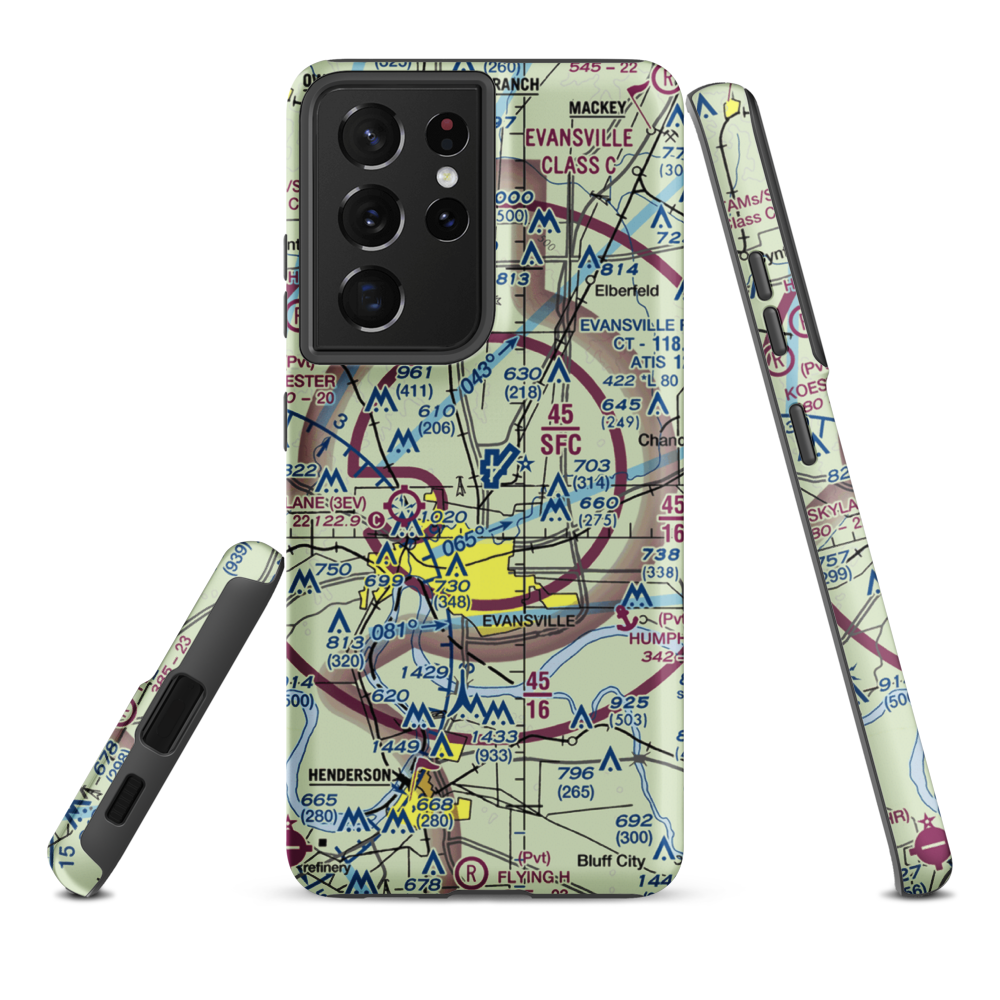 Evansville Regional Airport (EVV) VFR Sectional Samsung Phone Case Samsung Galaxy S21 Ultra model shown