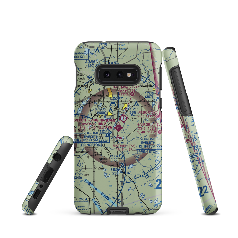 Eveleth Virginia Municipal Airport (EVM) VFR Sectional Samsung Phone Case Samsung Galaxy S10 Plus model shown
