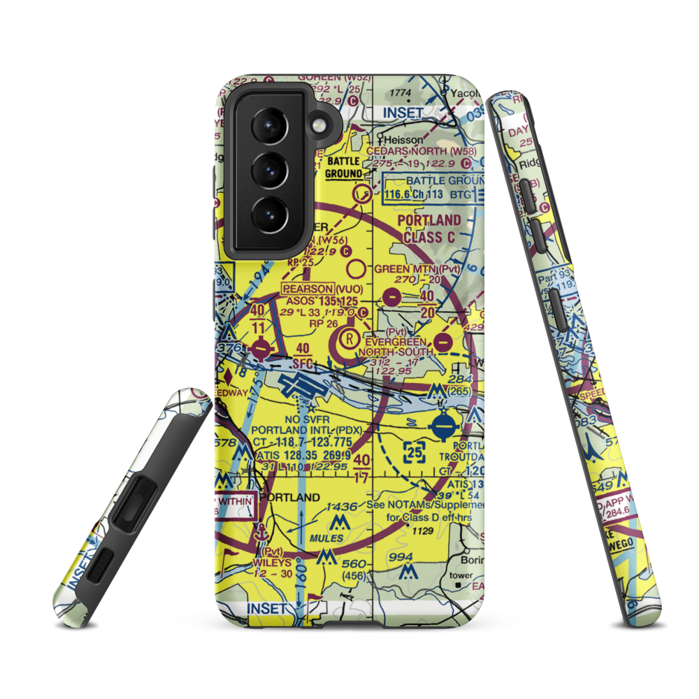 Evergreen North-South Airpark (WA81) VFR Sectional Samsung Phone Case Samsung Galaxy S21 FE model shown