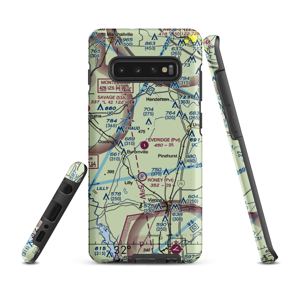 Everidge Airport (47GA) VFR Sectional Samsung Phone Case Samsung Galaxy S10 Plus model shown