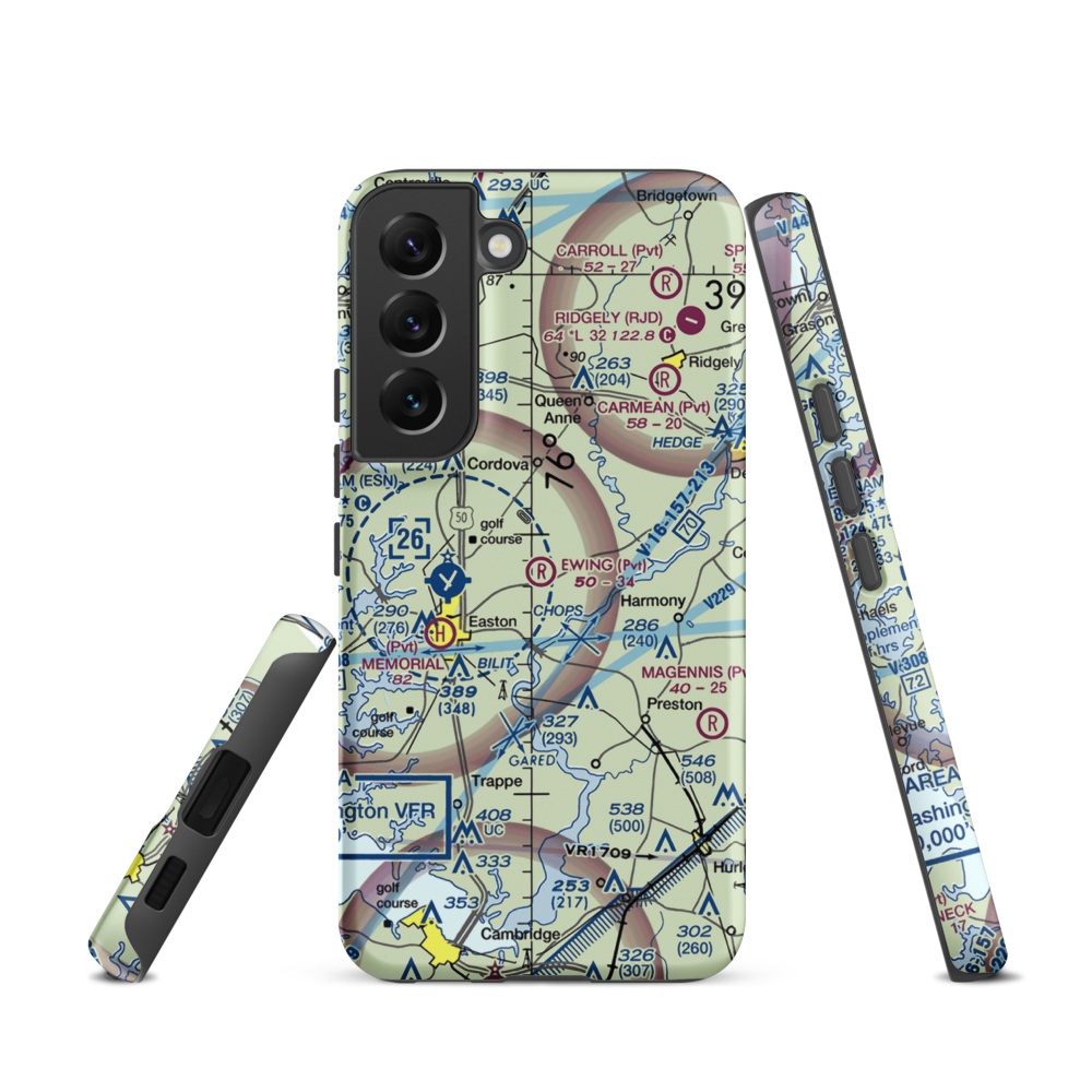 Ewing Airport (MD28) VFR Sectional Samsung Phone Case Samsung Galaxy S22 model shown