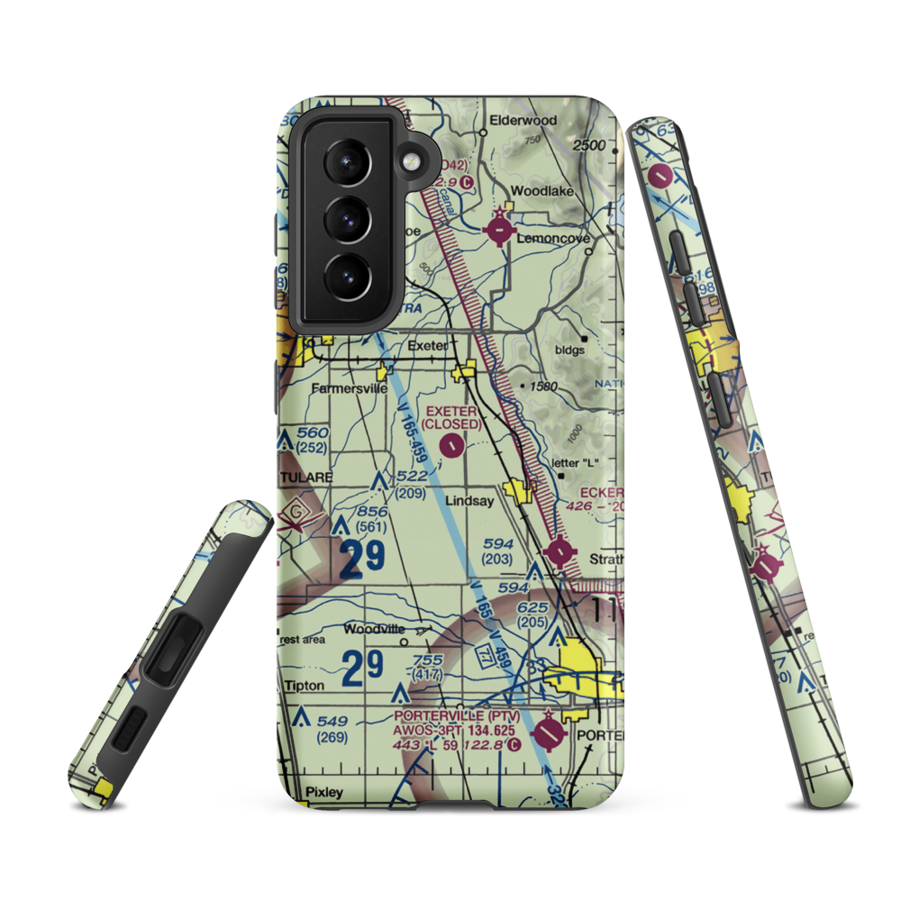 Exeter Airport (O63) VFR Sectional Samsung Phone Case Samsung Galaxy S21 FE model shown