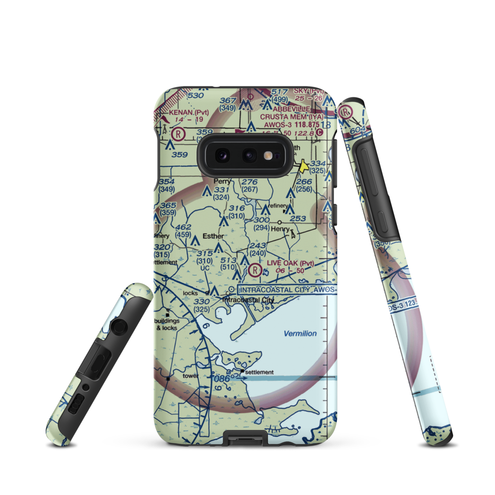 Exxon Intracoastal City Terminal Seaplane Base (2LA3) VFR Sectional Samsung Phone Case Samsung Galaxy S10 Plus model shown