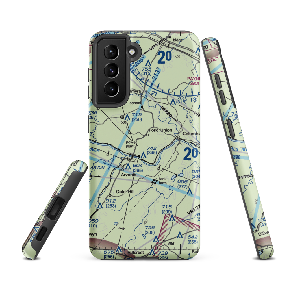 F. U. M. A. Airport (VA36) VFR Sectional Samsung Phone Case Samsung Galaxy S21 FE model shown
