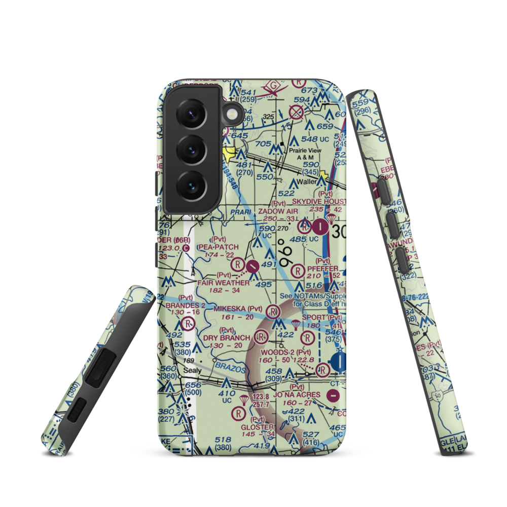 Fair Weather Field (TX42) VFR Sectional Samsung Phone Case Samsung Galaxy S22 model shown