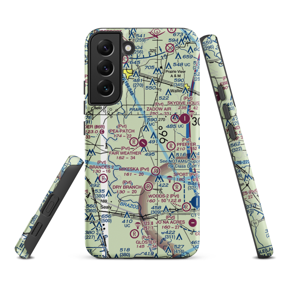 Fair Weather Field (TX42) VFR Sectional Samsung Phone Case Samsung Galaxy S22 Plus model shown
