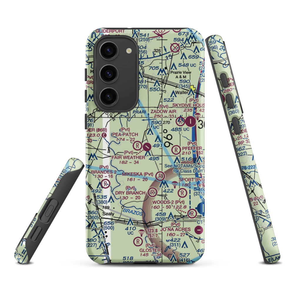 Fair Weather Field (TX42) VFR Sectional Samsung Phone Case Samsung Galaxy S23 Plus model shown