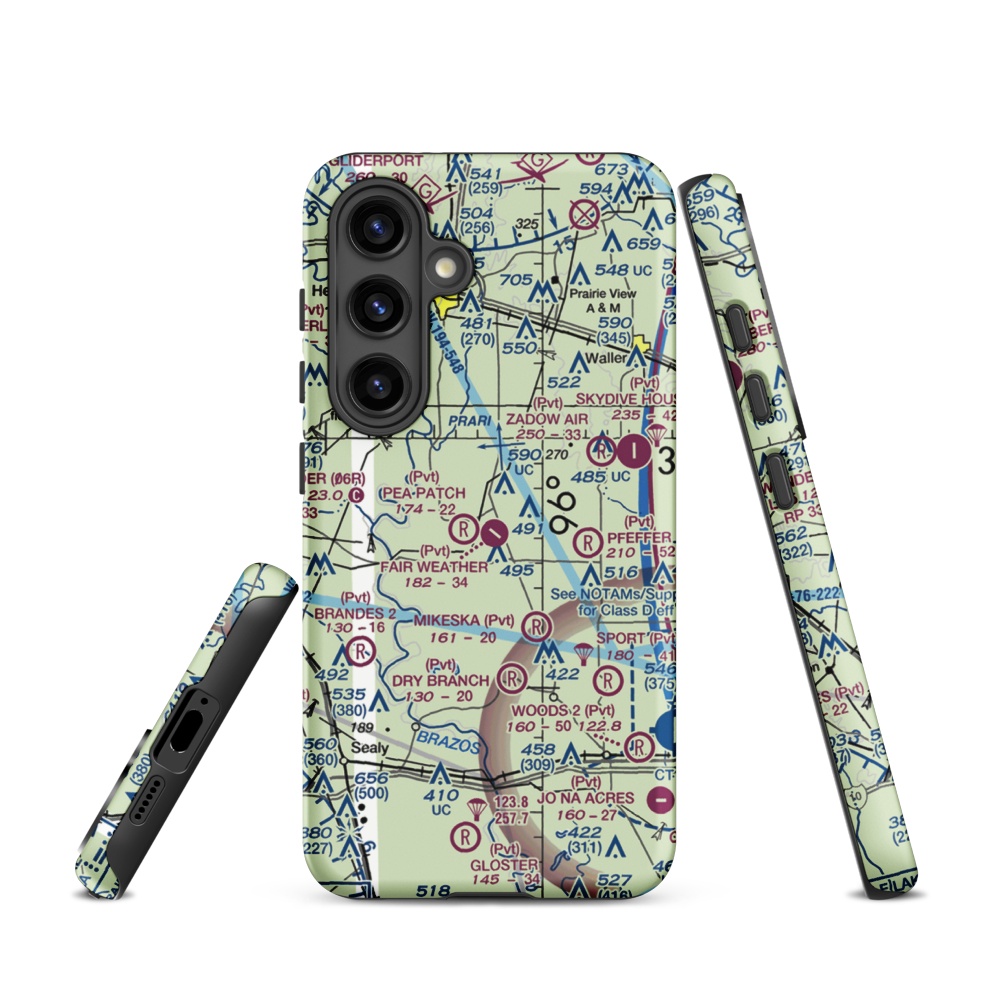 Fair Weather Field (TX42) VFR Sectional Samsung Phone Case Samsung Galaxy S24 model shown