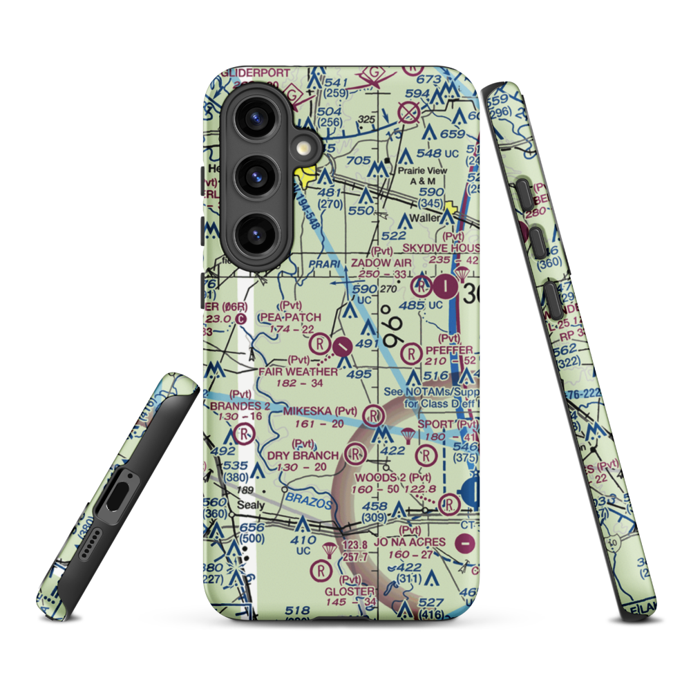 Fair Weather Field (TX42) VFR Sectional Samsung Phone Case Samsung Galaxy S24 Plus model shown